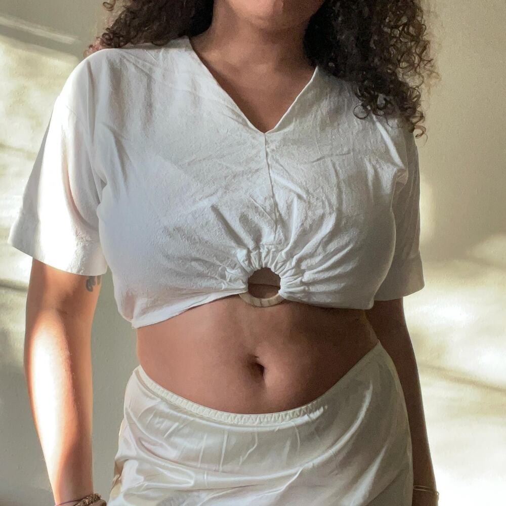 white cotton topshop boho crop top
